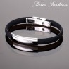 Bracelet homme  fashion noir espacé argenté 1 cm (1874)