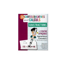 36 Cartes educatives effacables - calcul - soustractions (2497)