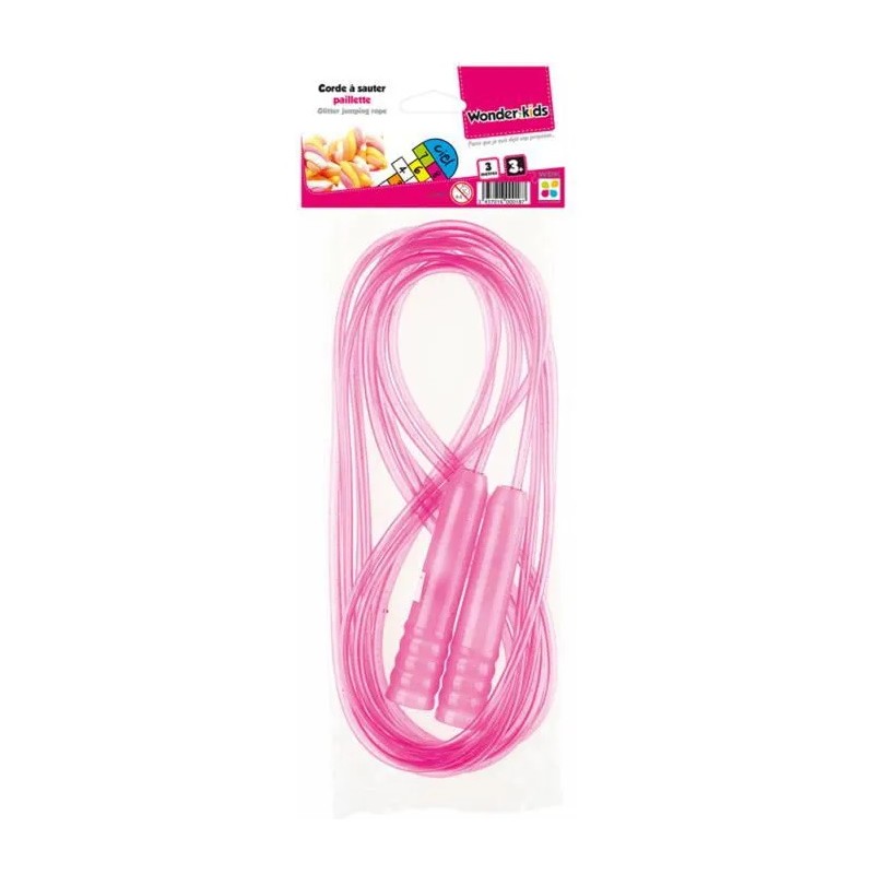 Corde à sauter paillettée 3m - rose - livré à l'unité. (3090)