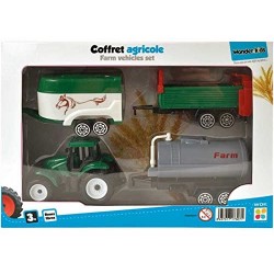 Wdk Partner  - Coffret Agricole 4 Pièces modele aleatoire 1 tracteur et 3 remorques  (3094)